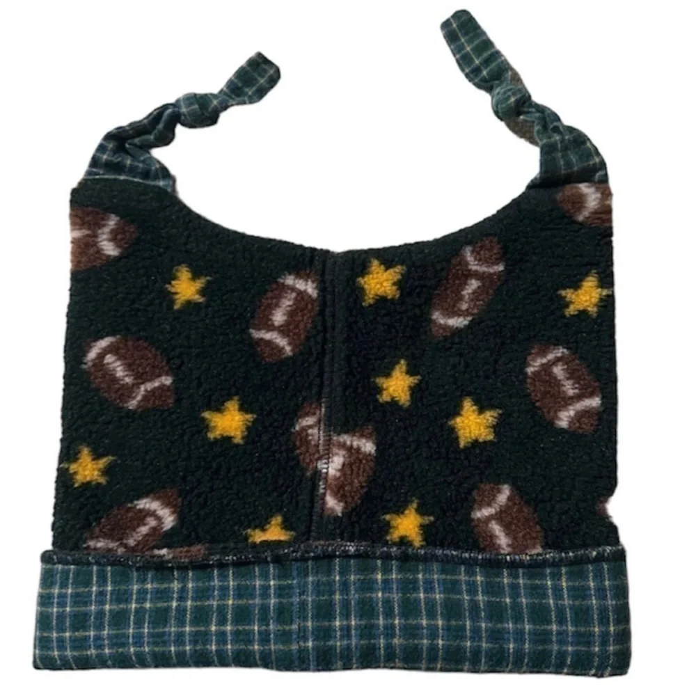 2pc STARTING OUT Green Fleece Football Stars Jacket Hat Plaid Snaps Boy Girl 24M
